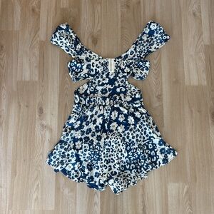 Free People Villas Blue Floral Print Romper